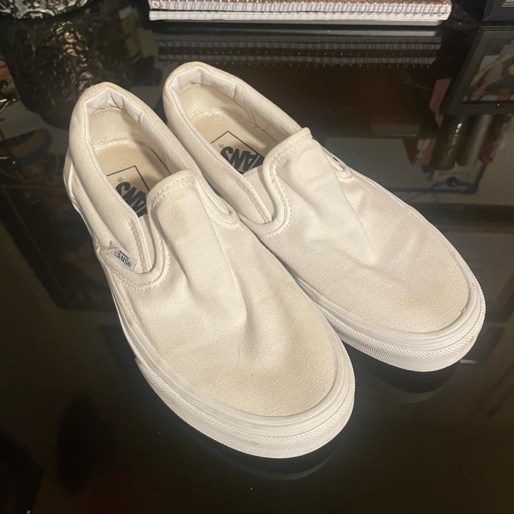 White Slip-on Vans